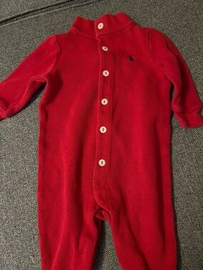 Ralph Lauren Red Baby Boy Button Sweater Coverall 6 Months